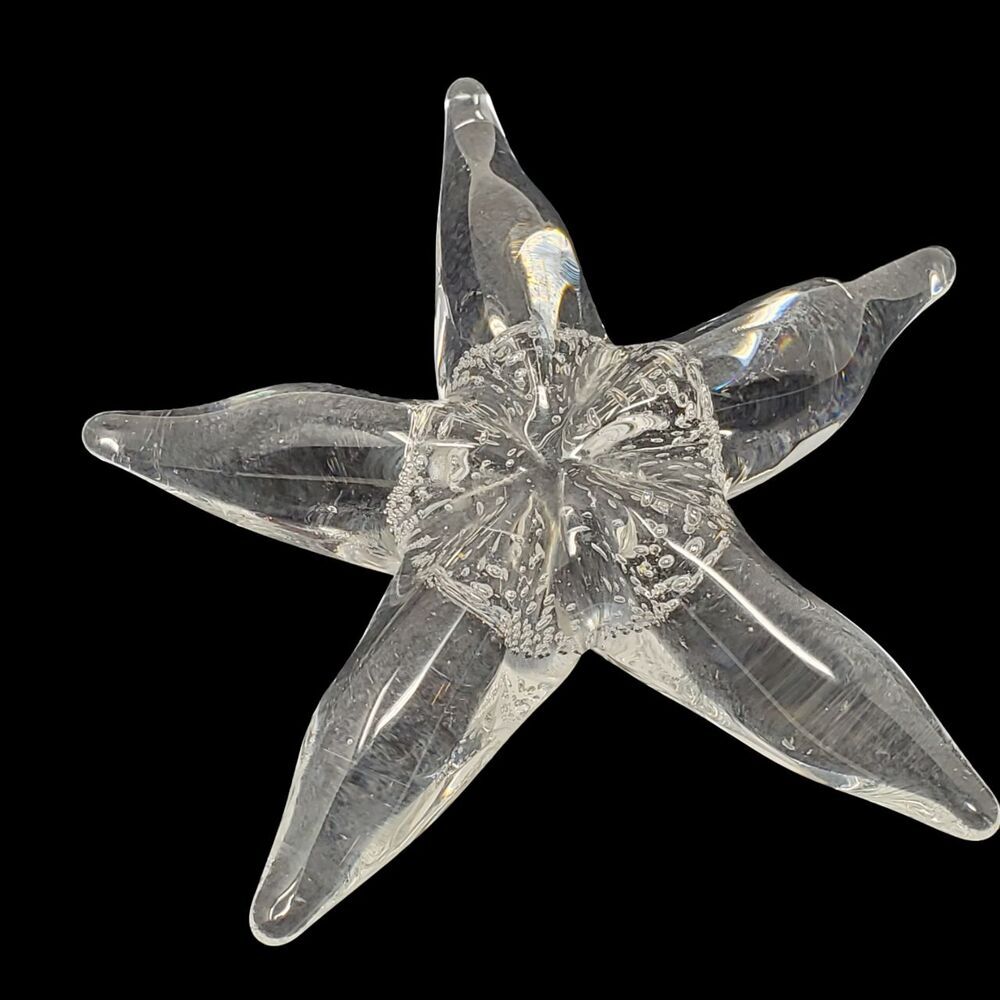Vintage Crystal Glass Starfish Controlled‎ Bubble Figurine Paperweight 6.5"